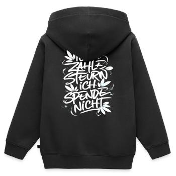 Ich zahle Steuern! ich spende nicht! - Kinder Premium Organic Zip Hoodie - Schwarz - Hinten - AI Model Kid Male (0cm)