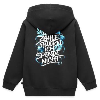 Ich zahle Steuern! ich spende nicht - Kinder Premium Organic Zip Hoodie - Schwarz - Hinten - AI Model Kid Male (0cm)