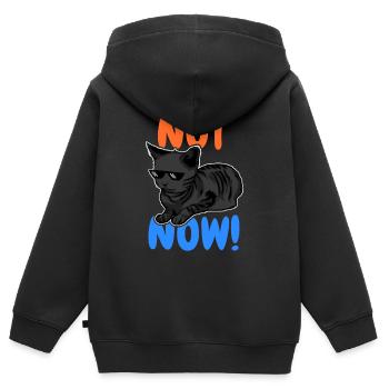Drôle de chat - Sweat Premium à capuche zippé enfant bio - noir - Dos - AI Model Kid Male (0cm)