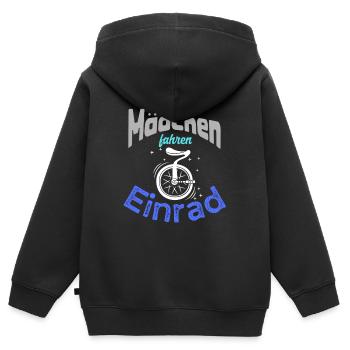 Echte Mädchen fahren Einrad - Kinder Premium Organic Zip Hoodie - Schwarz - Hinten - AI Model Kid Male (0cm)