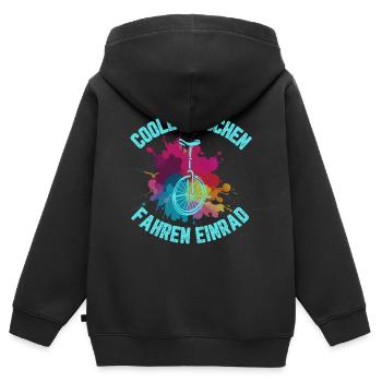 Coole Mädels fahren Einrad Kinder - Kinder Premium Organic Zip Hoodie - Schwarz - Hinten - AI Model Kid Male (0cm)