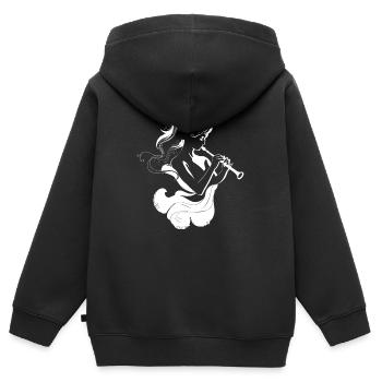 Flötenspielerin Skizze - Kinder Premium Organic Zip Hoodie - Schwarz - Hinten - AI Model Kid Male (0cm)