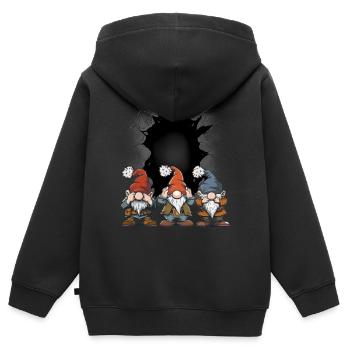 Nains, Nains, Gnomes, , , Contes de fées, Enfant - Sweat Premium à capuche zippé enfant bio - noir - Dos - AI Model Kid Male (0cm)