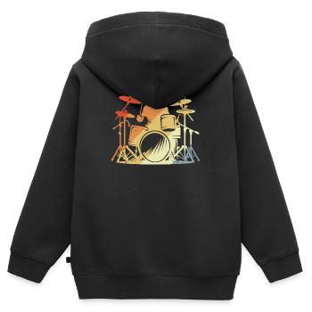 Schlagzeuger Retro Style - Kinder Premium Organic Zip Hoodie - Schwarz - Hinten - AI Model Kid Male (0cm)