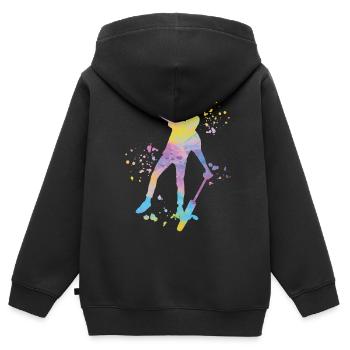 Unicycliste monocycle monocycle - Sweat Premium à capuche zippé enfant bio - noir - Dos - AI Model Kid Male (0cm)