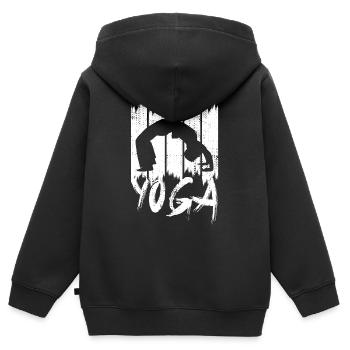 Yoga Pose - Sweat Premium à capuche zippé enfant bio - noir - Dos - AI Model Kid Male (0cm)