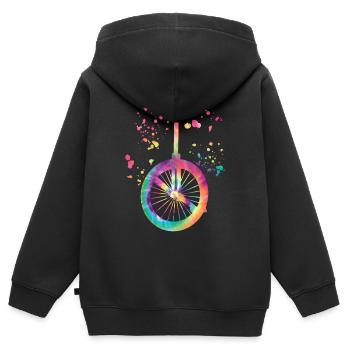 Unicycliste monocycle monocycle - Sweat Premium à capuche zippé enfant bio - noir - Dos - AI Model Kid Male (0cm)