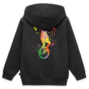 Unicycliste monocycle monocycle - Sweat Premium à capuche zippé enfant bio - noir - Dos - AI Model Kid Male (0cm)