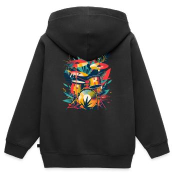 Drum Set Illustration - Kinder Premium Organic Zip Hoodie - Schwarz - Hinten - AI Model Kid Male (0cm)