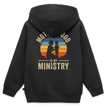 La maternité est mon ministère - Sweat Premium à capuche zippé enfant bio - noir - Dos - AI Model Kid Male (0cm)