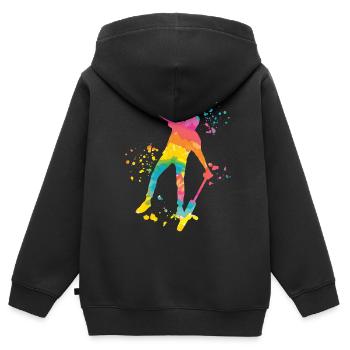 Unicycliste monocycle monocycle - Sweat Premium à capuche zippé enfant bio - noir - Dos - AI Model Kid Male (0cm)