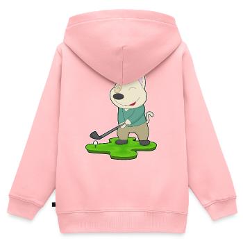 Hund Golf Golfschläger - Kinder Premium Organic Zip Hoodie - Rosa - Hinten - AI Model Kid Female (0cm)