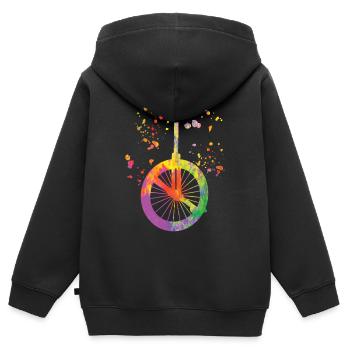 Unicycliste monocycle monocycle - Sweat Premium à capuche zippé enfant bio - noir - Dos - AI Model Kid Male (0cm)