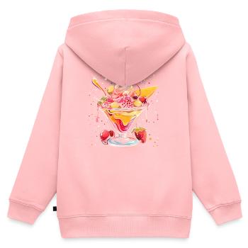 Graphique sundae à la crème glacée - Sweat Premium à capuche zippé enfant bio - rose - Dos - AI Model Kid Female (0cm)