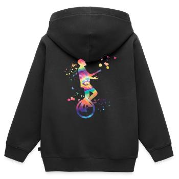 Unicycliste monocycle monocycle - Sweat Premium à capuche zippé enfant bio - noir - Dos - AI Model Kid Male (0cm)
