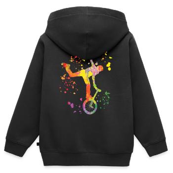 Unicycliste monocycle monocycle - Sweat Premium à capuche zippé enfant bio - noir - Dos - AI Model Kid Male (0cm)