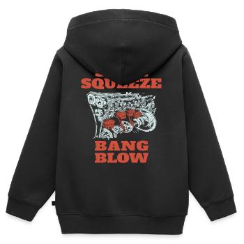 Suck Squeeze Bang Blow Lustiger Mechaniker Zitat - Kinder Premium Organic Zip Hoodie - Schwarz - Hinten - AI Model Kid Male (0cm)