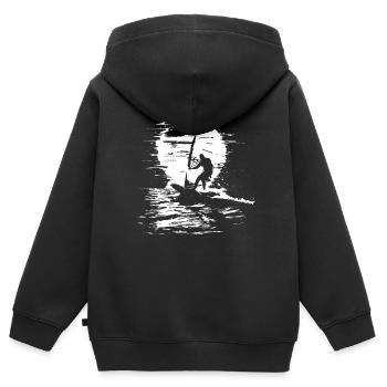 Windsurfer - Kinder Premium Organic Zip Hoodie - Schwarz - Hinten - AI Model Kid Male (0cm)