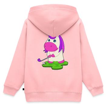 Einhorn Golf Golfschläger - Kinder Premium Organic Zip Hoodie - Rosa - Hinten - AI Model Kid Female (0cm)