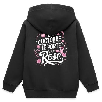 Rosa Oktober Kampf gegen Brustkrebs - Kinder Premium Organic Zip Hoodie - Schwarz - Hinten - AI Model Kid Male (0cm)