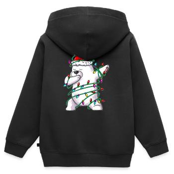 Eisbär in Lichterkette tanzt Dab Weihnachtskostüm - Kinder Premium Organic Zip Hoodie - Schwarz - Hinten - AI Model Kid Male (0cm)