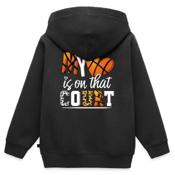 Mein Herz ist auf dem Spielfeld Basketball Spieler - Kinder Premium Organic Zip Hoodie - Schwarz - Hinten - AI Model Kid Male (0cm)