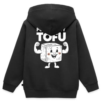 Tofu Lustiges - Kinder Premium Organic Zip Hoodie - Schwarz - Hinten - AI Model Kid Male (0cm)