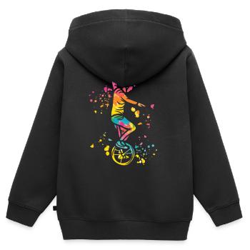 Unicycliste monocycle monocycle - Sweat Premium à capuche zippé enfant bio - noir - Dos - AI Model Kid Male (0cm)