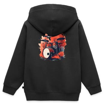 Schlagzeug Retro Style - Kinder Premium Organic Zip Hoodie - Schwarz - Hinten - AI Model Kid Male (0cm)