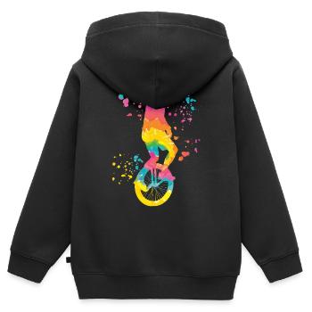 Unicycliste monocycle monocycle - Sweat Premium à capuche zippé enfant bio - noir - Dos - AI Model Kid Male (0cm)
