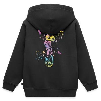 Unicycliste monocycle monocycle - Sweat Premium à capuche zippé enfant bio - noir - Dos - AI Model Kid Male (0cm)