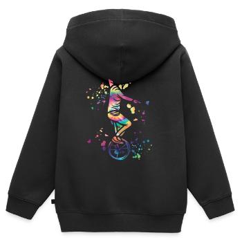 Unicycliste monocycle monocycle - Sweat Premium à capuche zippé enfant bio - noir - Dos - AI Model Kid Male (0cm)