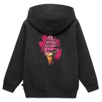 Softeis Farbkleckse - Kinder Premium Organic Zip Hoodie - Schwarz - Hinten - AI Model Kid Male (0cm)