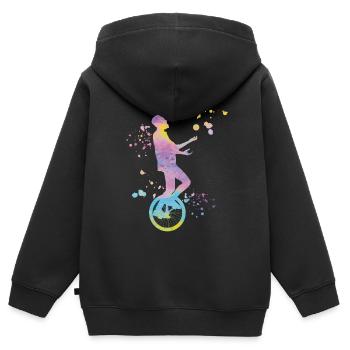 Unicycliste monocycle monocycle - Sweat Premium à capuche zippé enfant bio - noir - Dos - AI Model Kid Male (0cm)