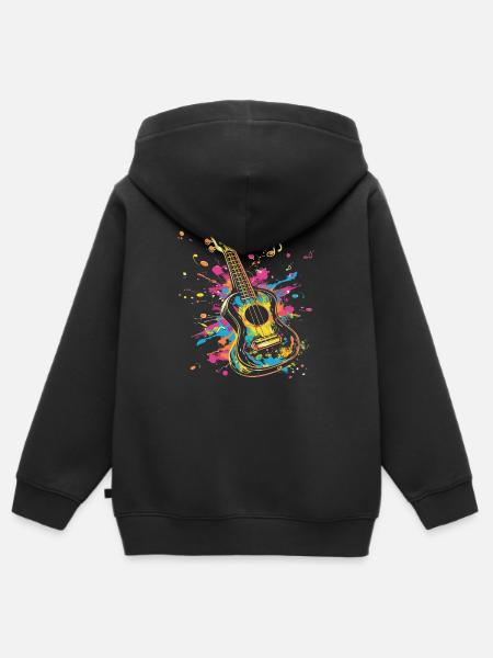 Ukulele Streetart - Kinder Premium Organic Zip Hoodie - Schwarz