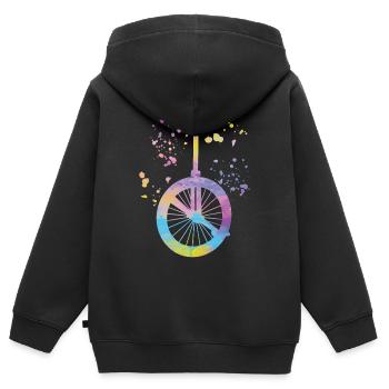 Unicycliste monocycle monocycle - Sweat Premium à capuche zippé enfant bio - noir - Dos - AI Model Kid Male (0cm)