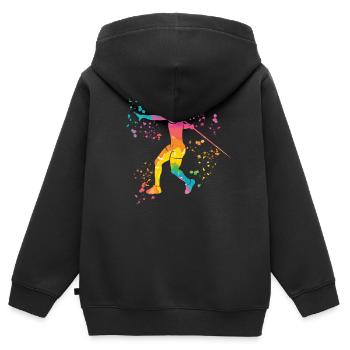 Lancer de javelot Colorsplash Lancer de javelot - Sweat Premium à capuche zippé enfant bio - noir - Dos - AI Model Kid Male (0cm)