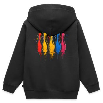 Bowling Farbkleckse - Kinder Premium Organic Zip Hoodie - Schwarz - Hinten - AI Model Kid Male (0cm)