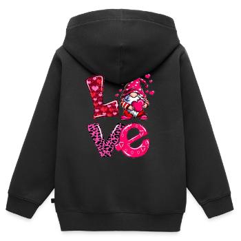 Wichtel frisch verliebt Verliebte Paare Mann Frau - Kinder Premium Organic Zip Hoodie - Schwarz - Hinten - AI Model Kid Male (0cm)