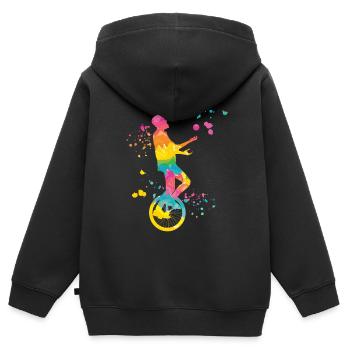 Unicycliste monocycle monocycle - Sweat Premium à capuche zippé enfant bio - noir - Dos - AI Model Kid Male (0cm)