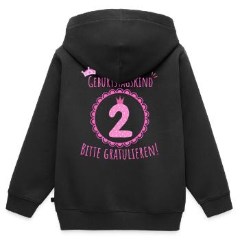 Geburtstagskind 2 Königlich Gratuliert - Kinder Premium Organic Zip Hoodie - Schwarz - Hinten - AI Model Kid Male (0cm)