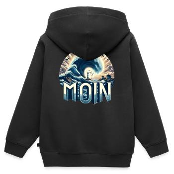 Moin Norddeutschland - Kinder Premium Organic Zip Hoodie - Schwarz - Hinten - AI Model Kid Male (0cm)