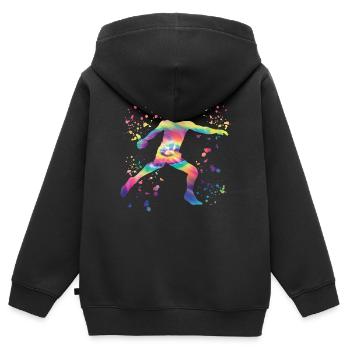 Diskuswerfer Colorsplash Diskuswurf - Kinder Premium Organic Zip Hoodie - Schwarz - Hinten - AI Model Kid Male (0cm)