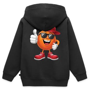 Orange - Kinder Premium Organic Zip Hoodie - Schwarz - Hinten - AI Model Kid Male (0cm)