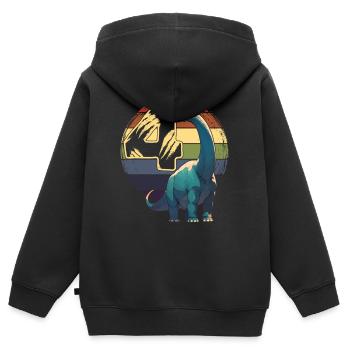 Brachiosaurus 4 ans 4ème cadeau d’anniversaire - Sweat Premium à capuche zippé enfant bio - noir - Dos - AI Model Kid Male (0cm)