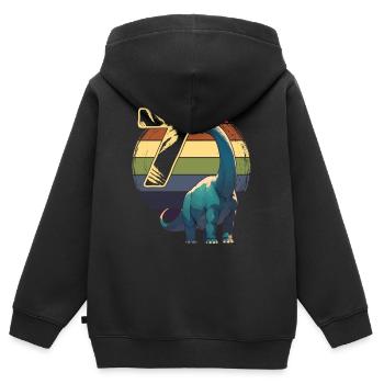Brachiosaurus 7 Jahre 7. Geburtstag Geschenk - Kinder Premium Organic Zip Hoodie - Schwarz - Hinten - AI Model Kid Male (0cm)