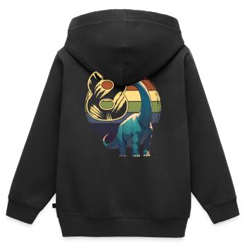 Brachiosaurus 8 Jahre 8. Geburtstag Geschenk - Kinder Premium Organic Zip Hoodie - Schwarz - Hinten - AI Model Kid Male (0cm)