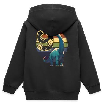 Brachiosaurus 9 ans 9e anniversaire - Sweat Premium à capuche zippé enfant bio - noir - Dos - AI Model Kid Male (0cm)