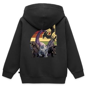 Coole Dinosaurier 4. Geburtstag Geschenk 4 Jahre - Kinder Premium Organic Zip Hoodie - Schwarz - Hinten - AI Model Kid Male (0cm)