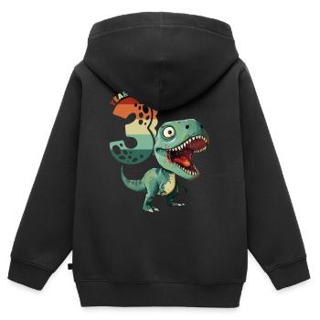 T-Rex Tyrannosaurus 3 Years 3rd Birthday Gift - Kids Premium Organic Zip-up Hoodie - black - Back - AI Model Kid Male (0cm)
